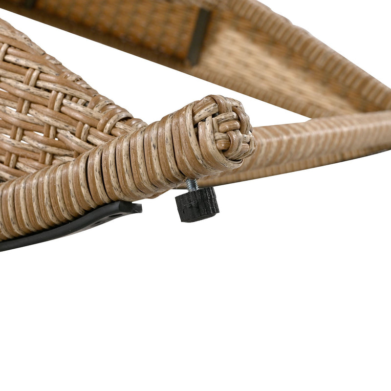 Adjustable Outdoor Wicker Double Rocking Chair with Coffee Table, Suitable for Backyard, Garden, Poolside.