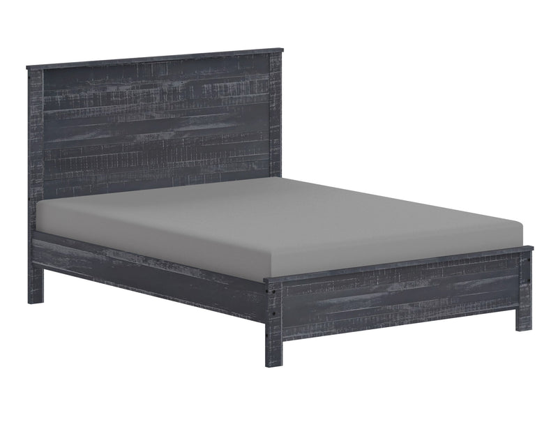 Albany Solid Wood Grey Bed, Modern Rustic Wooden Queen Size Bed Frame Box Spring Needed