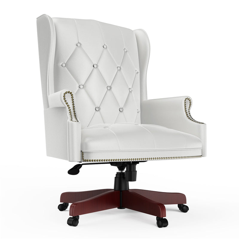 330LBS Executive Office Chair, Ergonomic Design High Back Reclining Comfortable Desk Chair - White