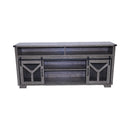 65.3" TV Stand with LED Light Strips and Iron Mesh Barn Door
