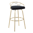 Charlotte - Glam Glam / Art Deco Fixed Height Barstool With Swivel With Round Footrest (Set of 2) by HouseOfZazla
