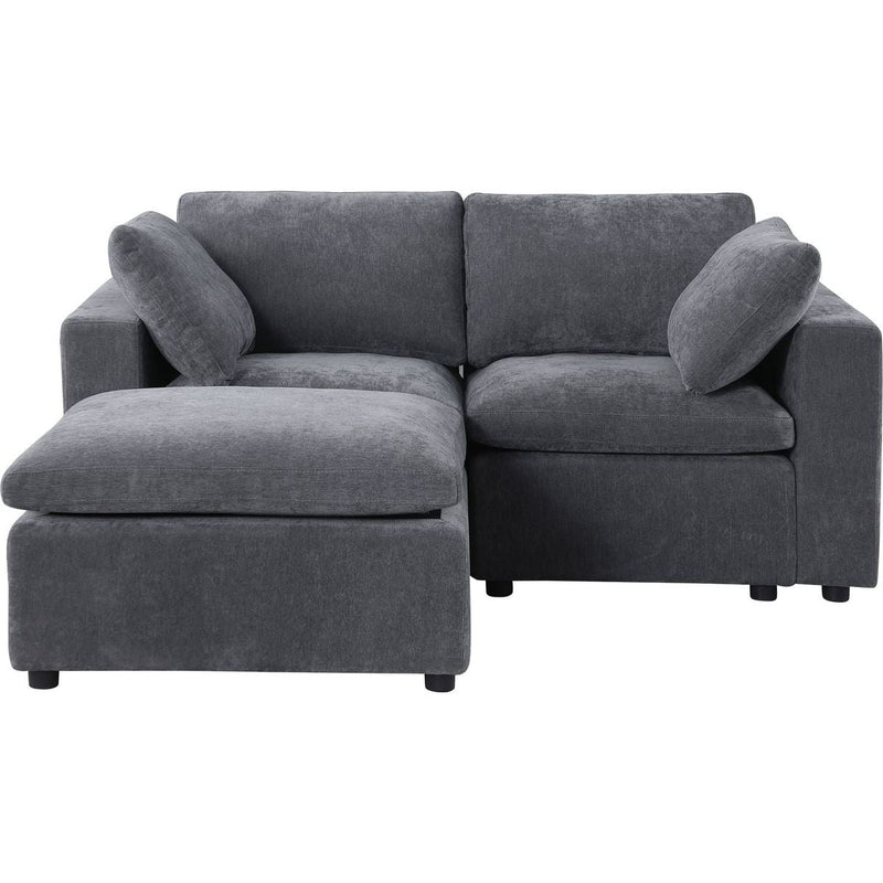 68.5" Loveseat Sofa with Ottoman Modular Sectional Love Seat Couch Small L Shaped Upholstered Couch for Living Room Apartment Small Space, Chenille Grey