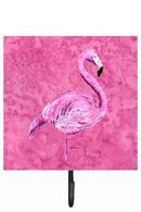 Flamingo on Pink Leash or Key Holder Wall Hooks, Key Hooks Holder, Coat Rack Wall Mount, Coat Hooks, Hooks for Hanging Keys, Towels, Aprons, Leashes
