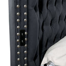 Hazel - Queen Size Tufted Storage Bed & Bluetooth Speakers, USB Port - Black by HouseOfZazla