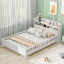 Wood Platform Bed With Built In LED Light, Storage Headboard And Guardrail by HouseOfZazla