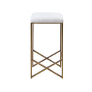 Backless Upholstered Counter Stool With Padded Seat - Ivory / Bronze by Unique Piece Furniture