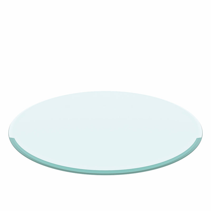 36" Inch Round Tempered Glass Table Top Clear Glass 2/5" Inch Thick Beveled Polished Edge