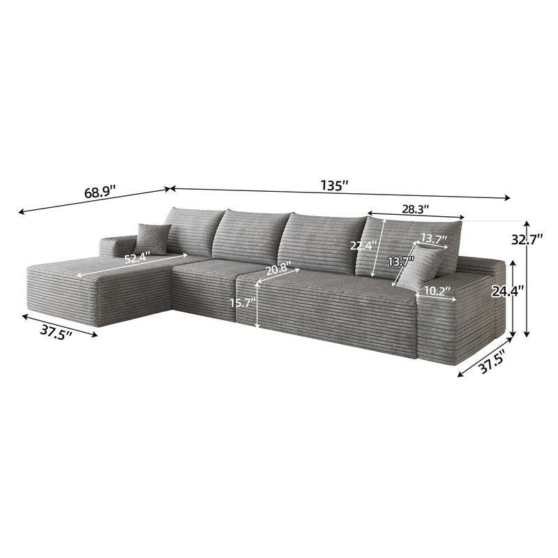 135" Cloud Sectional Couch with L-Shape Chaise, photo 5 of 8