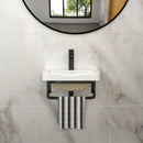 Wall Mounted Bathroom Sink With Towel Bar & Overflow - White / Black by HouseOfZazla