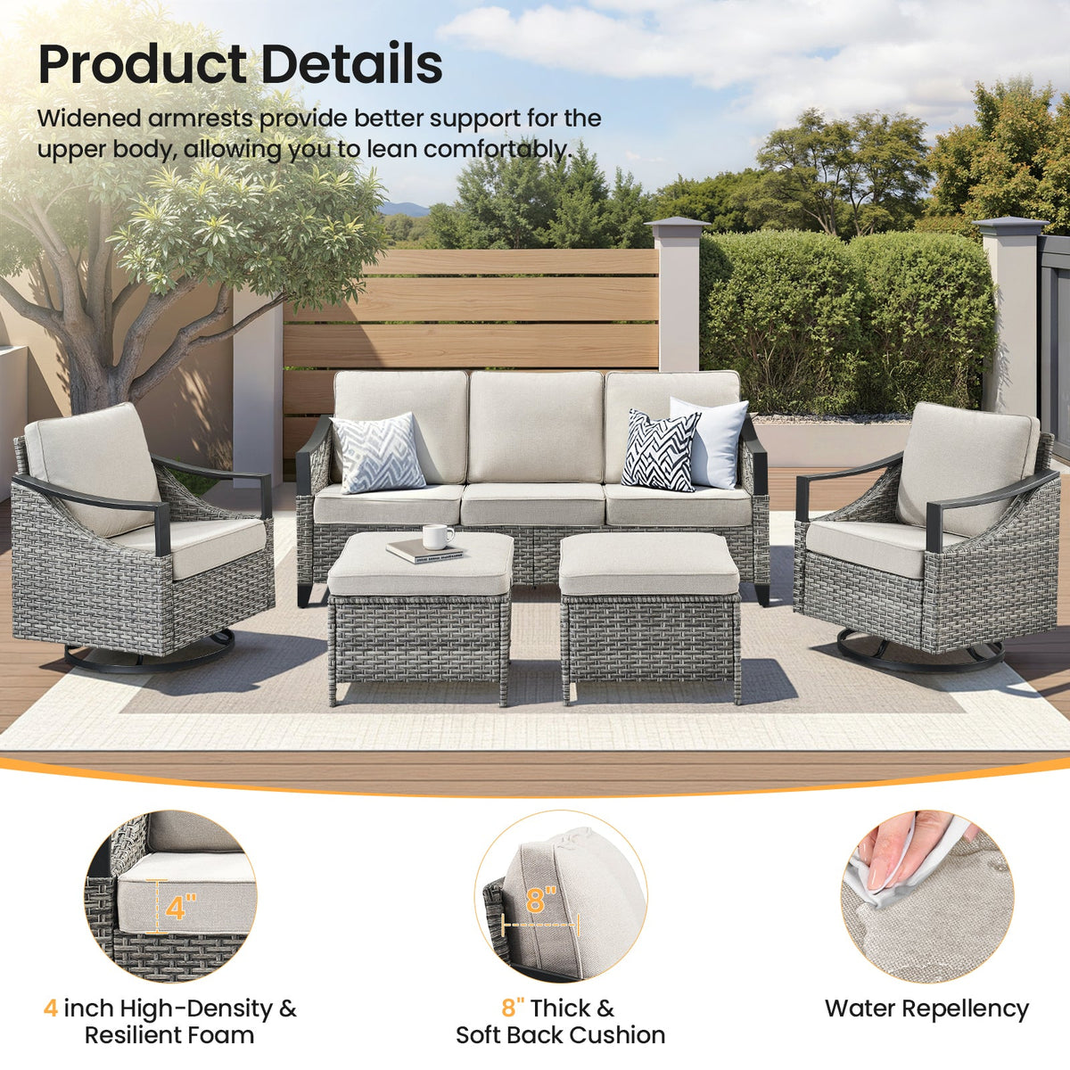 73.4" Wide Outdoor Wicker Sofa, photo 7 of 10