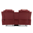 Home Theater Seating Manual Recliner Loveseat With Hide-Away Storage, Cup Holders And Led Light Strip For Living Room by HouseOfZazla