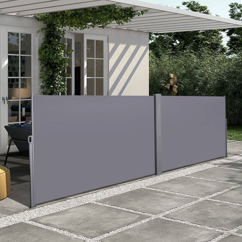 Retractable Side Awning, Waterproof & UV-Resistant, Privacy Screen Divider Roll Up Balcony - Gray, photo 4 of 6