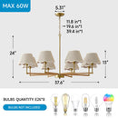 8-Light Rope and Fabric Shade Gold Chandelier by HouseOfZazla