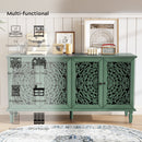 60' Antique Buffet Cabinet with Floral Carvings