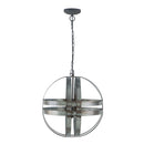 4 Light Galvanized Chandelier, Hanging Light Fixture With Adjustable Chain For Kitchen, Bulb Not Included - Gray by Unique Piece Furniture
