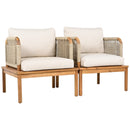 Outdoor Acacia Wood and Rope Club Chair with Cushions (Set of 2) by HouseOfZazla