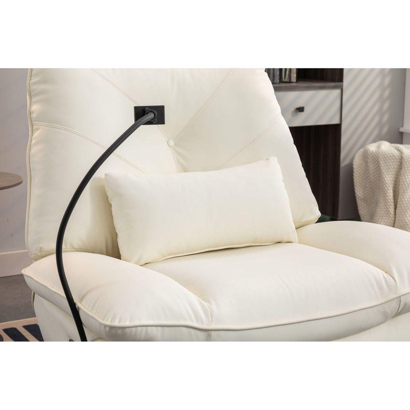 270 Swivel Glider Recliner Chair, Power Recliner Rocking Chair, USB Port Charge for Nursery Chair with Atmosphere Lamp for Living Room Bedroom Apartment