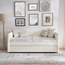 Daybed with Trundle Upholstered Tufted Sofa Bed, Twin Size, Boucle Fabric, Beige (83'x43'x29.5')