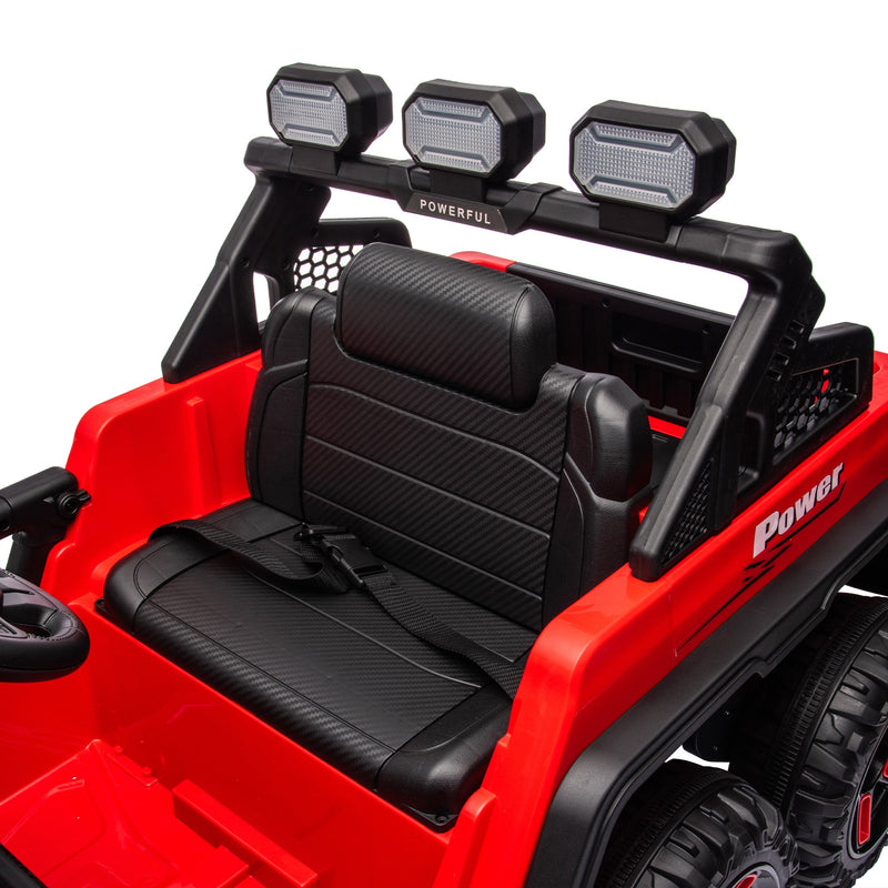 24V Ride On Large PickUp Truck car for Kids,ride On 4WD Toys with Remote Control,Parents Can Assist in Driving,Bluetooth music version,Pickup truck design with spacious storage in the rear.