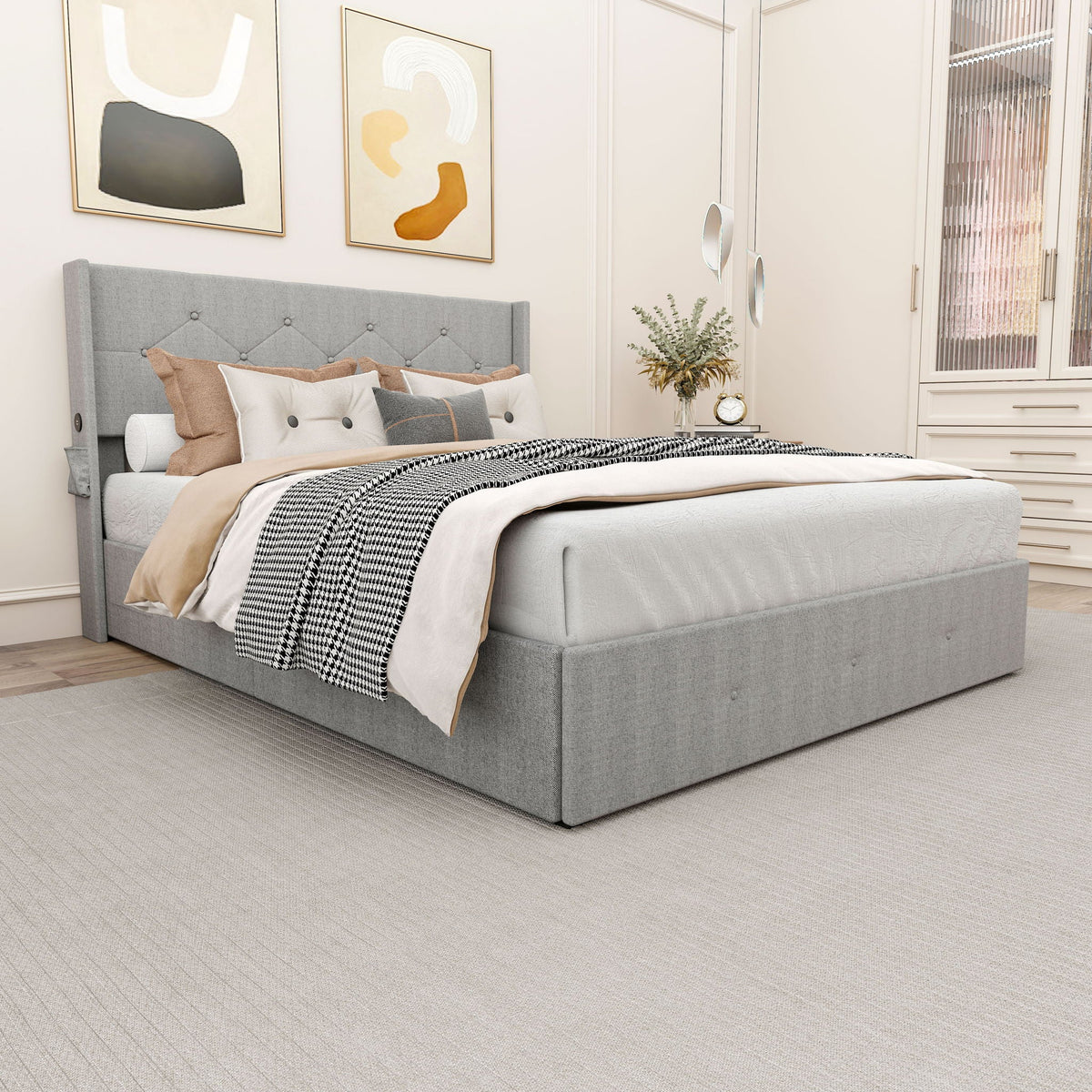Bed With Gas Lift Storage, USB Ports, photo 14 of 20