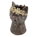 8.5x7.7x12.4" Magnesium Cat Statue Planter with Textured Finish by HouseOfZazla