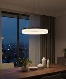 Edge-Lit 16"W 1-Light Round LED Ribbon Chandelier Light Fixture Brushed Nickel Finish by LampsUSA