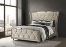 Lorient Queen LED Upholstered Wingback Bed Ivory and Camel