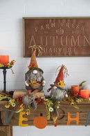 Sitting Gnome With Maple Leaf, For Holiday Harvest Festival Fall Festival & Thanksgiving Table Decorations (Set of 2) - Orange Multi by HouseOfZazla