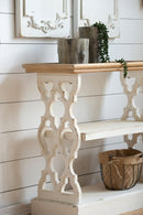 Distressed Wood Shelf Tray, French Country Console Table - Brown / Antique White by HouseOfZazla