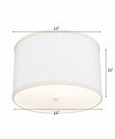 14"W Moderne Flush Mount Conversion Kit  White Fabric Drum Lampshade