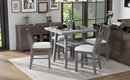 5-Piece Counter Height Dining Table Set in 2 Table Sizes with 4 Folding Leaves and 4 Upholstered Chairs for Dining Room (Gray+Beige Cushion)