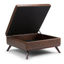 Owen - Square Coffee Table Storage Ottoman - Distressed Chestnut Brown by HouseOfZazla
