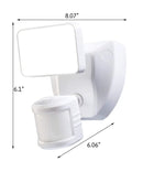 180 Degree LED Motion Sensor and Voice Activated Outdoor Security Flood Light White Finish, 6"H by LampsUSA