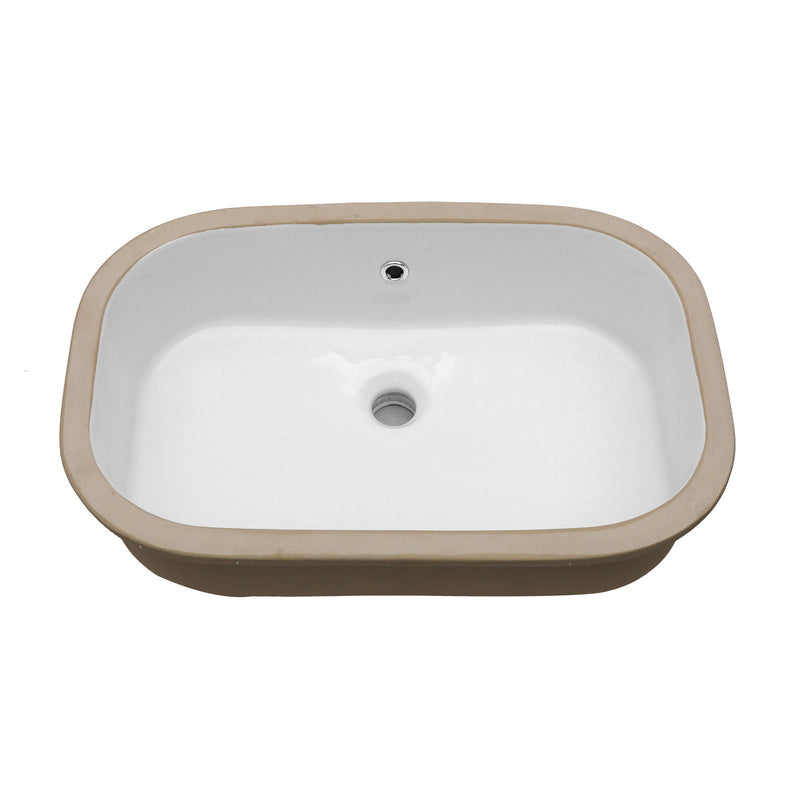 Undermount Bathroom Sink 22" X 15.25" With Overflow Sleek, High Temperature Fired, Stain Resistant, Smooth Polished Surface - White