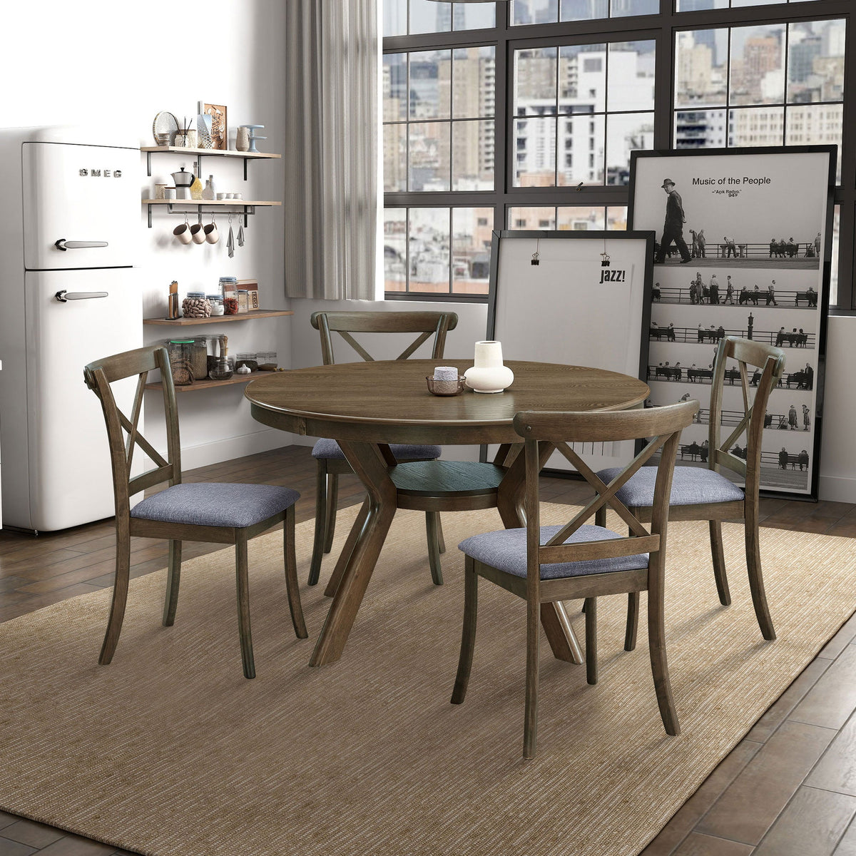 47.24'' Round Rubber Wood Dining Table, photo 5 of 8