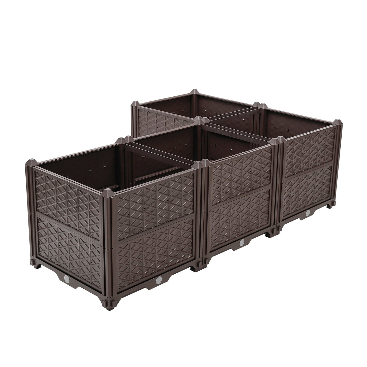 Indoor / Outdoor Rectangular Plastic Planting Box Kit For Vegetables, Herbs, Flowers & Succulents, Coffee, Polypropylene, 62.80" - Coffee, photo 9 of 10