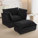 Modern Cozy Upholstered Armchair Sofa With Movable Ottoman by HouseOfZazla