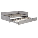 Full Size Upholstered L-Shaped Upholstered Daybed with Twin
Size Pop Up Trundle, Gray