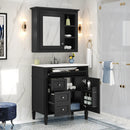 Bathroom Vanity With Medicine Cabinet, Royal Mirror Cabinet, Modern Bathroom Storage Cabinet With 2 Soft Closing Doors And 4 Drawers by Unique Piece Furniture