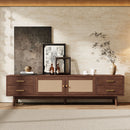 70" TV Stand With Doors For TVs Up To 80", Media Console With 4 Drawers & Cable Holes - Dark Brown