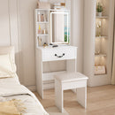 Modern Mini Dressing Table With Led-Lit Mirror & Hidden Storage, Adjustable Brightness Vanity Desk - White by HouseOfZazla