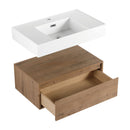 Modern Imitative Wall Mounted Bathroom Vanity With Resin Sink & 2 Side Cabinet, Soft Close Drawer - Imitative Oak by HouseOfZazla