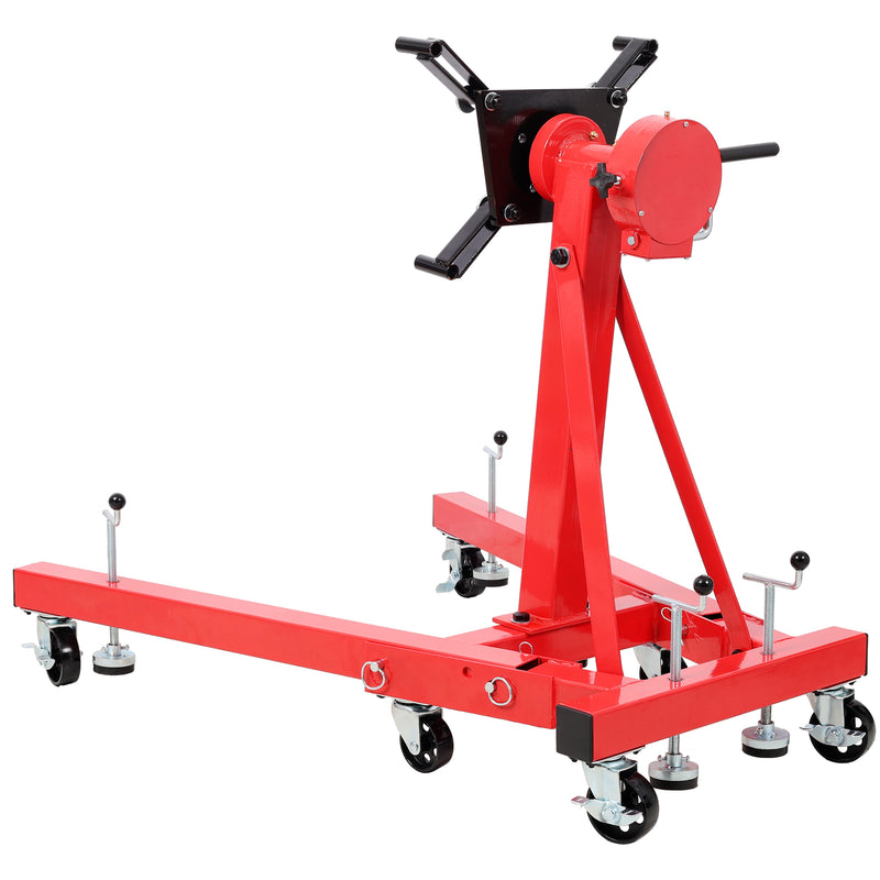 1500 lbs Folding Engine Stand, Geared Rotating Head, 360-Degree Adjustable, Red, photo 6 of 10
