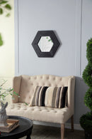 Hexagon Mirror With Natural Wood Frame, Wall Decor For Living Room Bathroom Hallway by HouseOfZazla