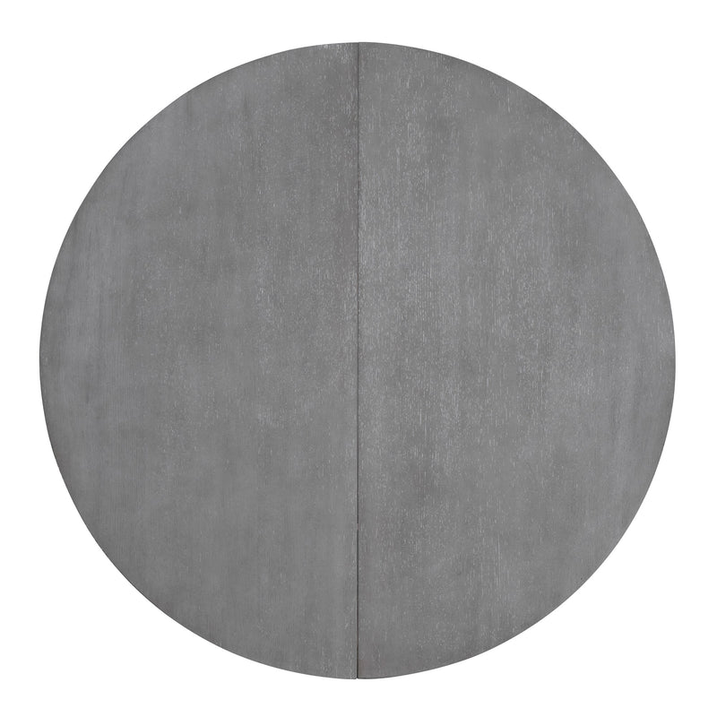 5-Piece Retro Functional Dining Table Set Extendable Round Table and 4 Upholstered Chairs for Dining Room and Living Room (Grey)