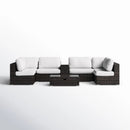 Elegant 4 Person Wicker Patio Seating Set With Cushions And Glass Top Table by HouseOfZazla