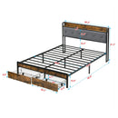 Modern Bed Frame With LED Lights, Upholstered Headboard, USB Charging by Unique Piece Furniture