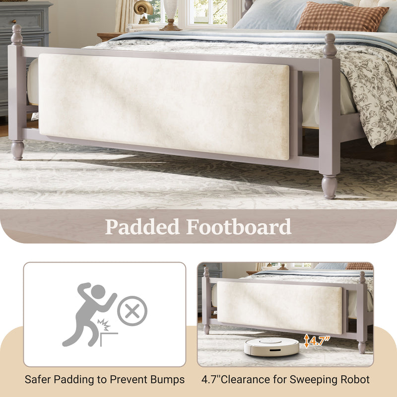 King Size Upholstered Platform Bed with Button Tufted Headboard, photo 6 of 10