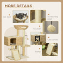 38" Cat Tree for Indoor Cats, Cat Tower with Scratching Posts, Ramp, Condo, Toy Balls, Platform, Bed, Ramp, Beige
