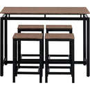 5-Piece Compact Bar Table Set with Table and Stools - Modern Industrial Design, Space-Saving Furniture for Dining Room and Breakfast Nook (Dark Brown)
